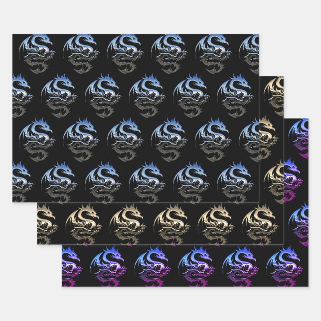 Metallic Dragon Collection Wrapping Paper Sheet (Set)