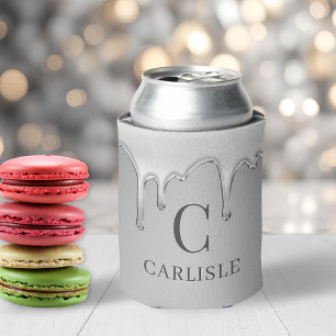 Metallic Dripping Chrome Monogram Monogram Can Cooler