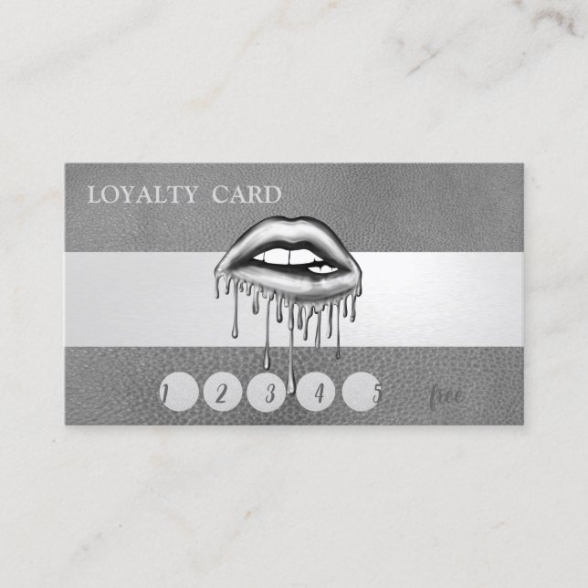  Metallic Dripping Lips,Leather Look Loyalty Card (Front)