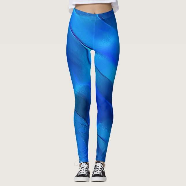 Metallic dunes in vivid blue colours leggings (Front)