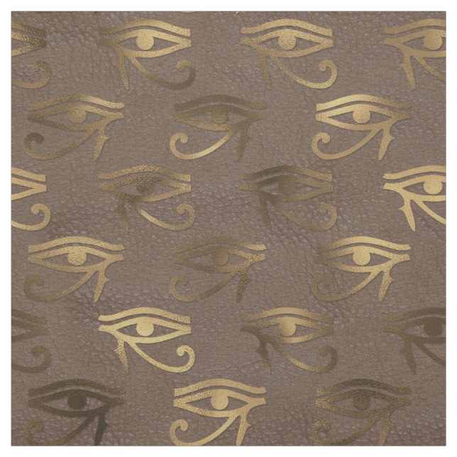 Metallic Egyptian Eye on Brown Fabric (Swatch)