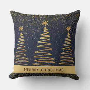 Metallic Elegant luxurious sparkling navy blue Throw Pillow