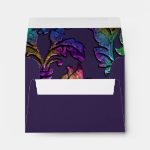 Metallic Embossed Look Damask in Plum Rainbow Envelopes