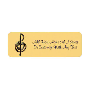 Metallic Embossed Musical Treble Clef with Heart