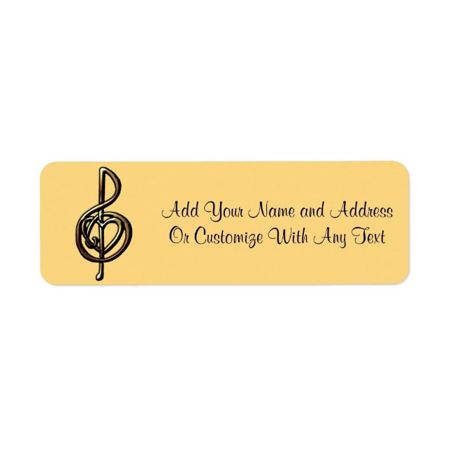 Metallic Embossed Musical Treble Clef with Heart (Front)