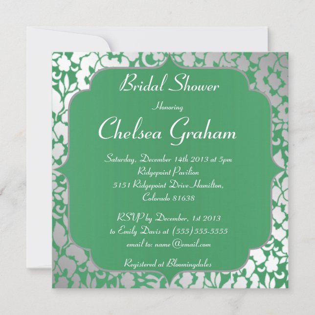 Metallic Emerald Green Bridal Shower Invitation (Front)