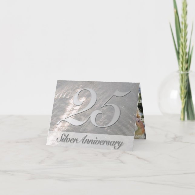 Metallic Faux Argent (25e) Anniversaire Invitation (Devant)