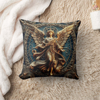 Metallic Faux Relief Angel Art Throw Pillow