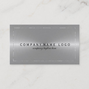 Metallic Faux Silver Grey Stainless Steel Look Business Card