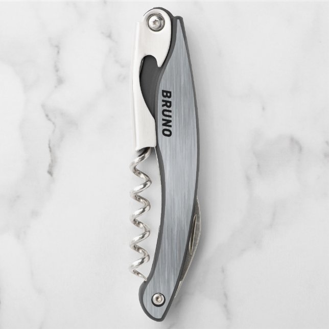 Metallic faux silver texture background corkscrew (Front)