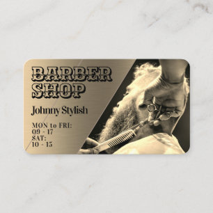 Metallic faux texture barber business card