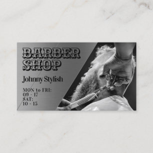 Metallic faux texture barber business card