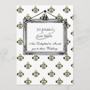 Metallic Fleur de lis (Gold) Wedding Invitation