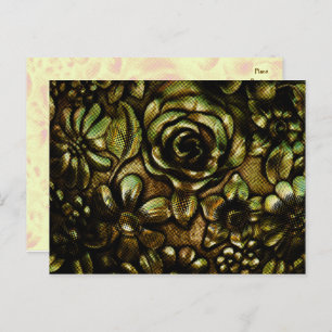 Metallic Floral № 1 Postcard Template