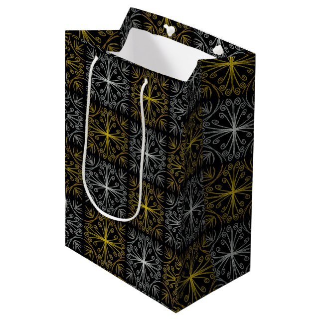 Metallic flower tile abstract medium gift bag (Front Angled)