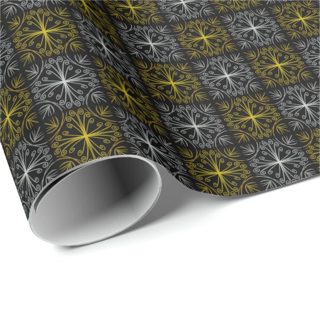 Metallic flower tile abstract wrapping paper (Roll Corner)