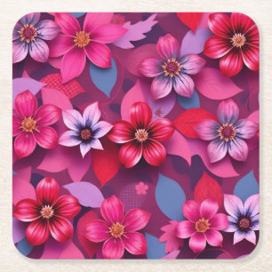 Metallic Flowers Paper Pulp Coaster Set