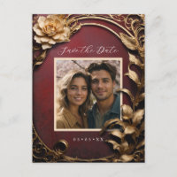 Metallic flowers photo save the date