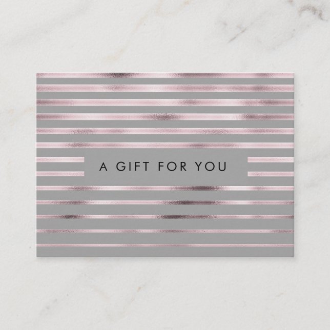 metallic foil rose gold stripes gift certificate (Front)