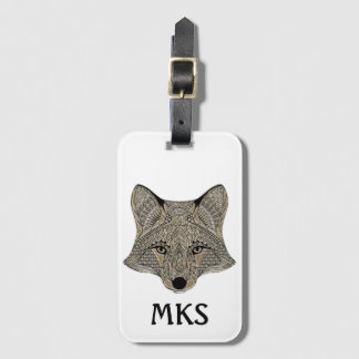 Metallic Fox Face Customizable Monogram Luggage Tag