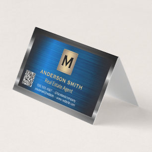 Metallic Frame   Blue Metallic   QR Label Scan Business Card