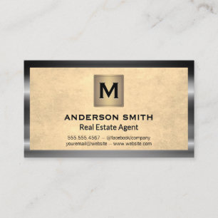 Metallic Frame   Texture Background   Monogram  Business Card