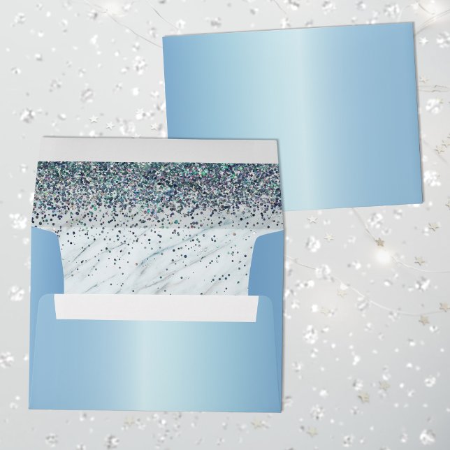 Metallic Frozen Ice Blue w/Opal Peacock Glitter Envelope (Creator Uploaded)