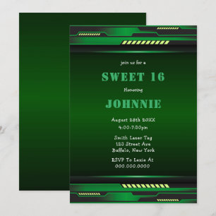 Metallic Futuristic Sweet 16 Invitation de fête d'