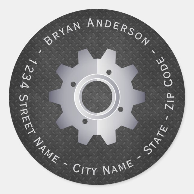 Metallic - Gear Mechanic Return Address Label (Front)