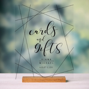 Metallic Geometric Cards & Gifts Silver ID648 Acrylic Sign