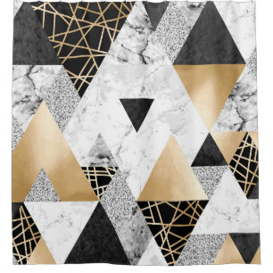 Metallic Geometric: Gold Silver Marble