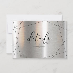 Metallic Geometric Wedding Details Silver ID648 RSVP Card