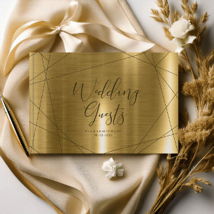 Metallic Geometric Wedding Gold ID648 Guest Book