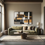 Metallic Geometry Golden Balance Canvas Print<br><div class="desc">Geometric abstract art combining rectangles and subtle shapes in black,  white,  gray,  and metallic gold. The structured composition evokes modern architecture with industrial textures. Perfect for contemporary decor seeking sophistication,  visual balance,  and a touch of discreet luxury.</div>