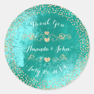 Metallic Glitter Save the Date Thank You Classic Round Sticker