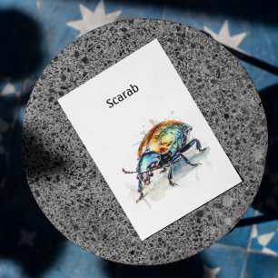 metallic glow scarab beetle, customizable postcard