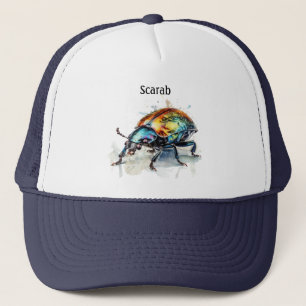 metallic glow scarab beetle, customizable trucker hat