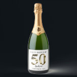 Metallic gold 50th Happy Birthday Sparkling Wine Label<br><div class="desc">Happy 50th Birthday. Gold metallic label.</div>