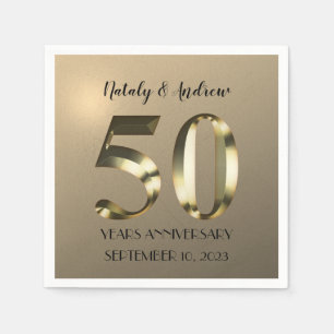 Metallic Gold 50th Wedding Anniversary Napkin