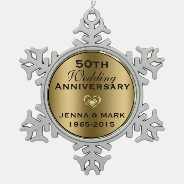 Metallic Gold 50th Wedding Anniversary Ornament (Front)