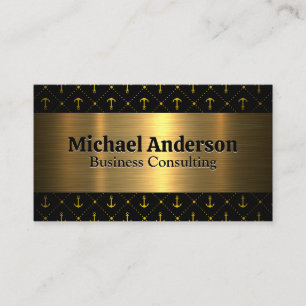 Metallic Gold   Anchor Pattern Business Card