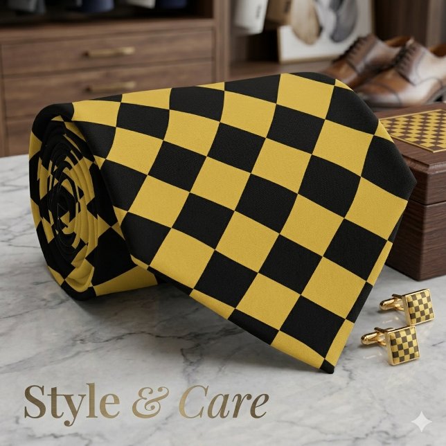Metallic Gold and Black Chevron Pattern Classic Tie (Metallic Gold and Black Chevron Pattern Classic Neck Tie)