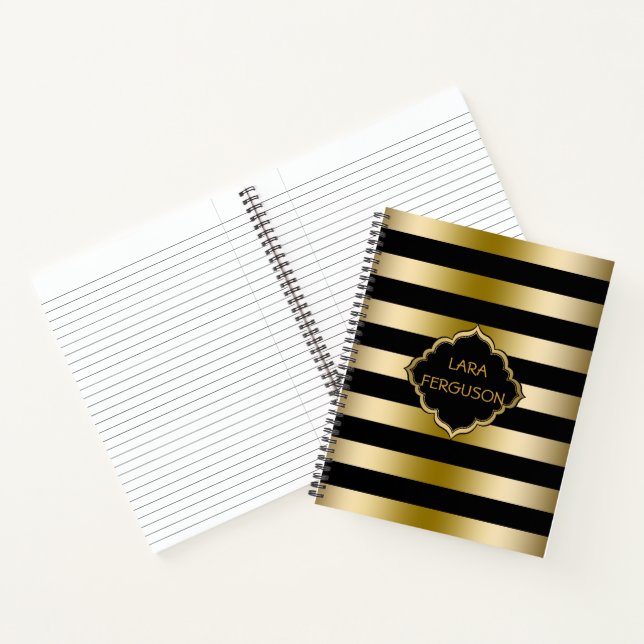 Metallic Gold And Black Stripes Notebook (Inside)