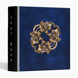 Metallic gold and blue Leather binder