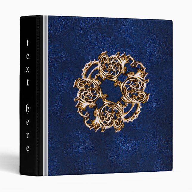 Metallic gold and blue Leather binder (Front/Spine)