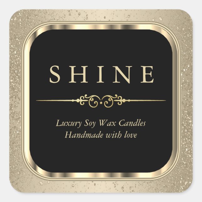 Metallic Gold and Gold Glitter Labels Square (Front)