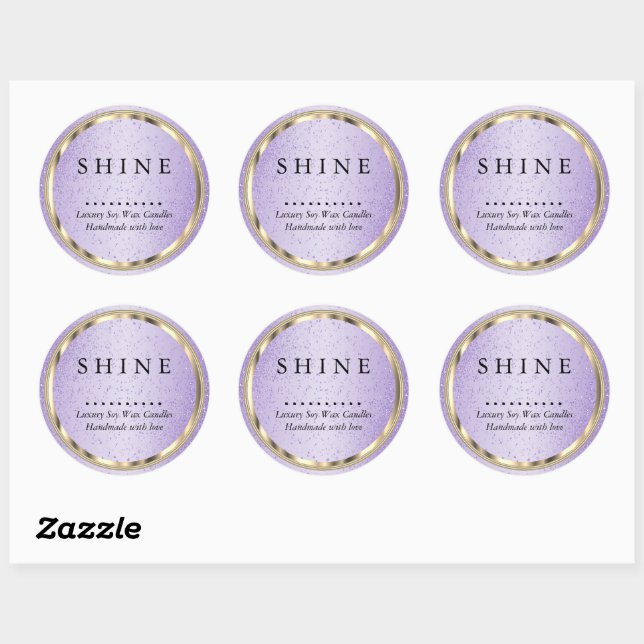  Metallic Gold and Lavender Glitter  Classic Round Sticker (Sheet)