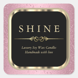 Metallic Gold and Pink Labels Square
