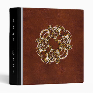 Metallic gold and red Leather binder