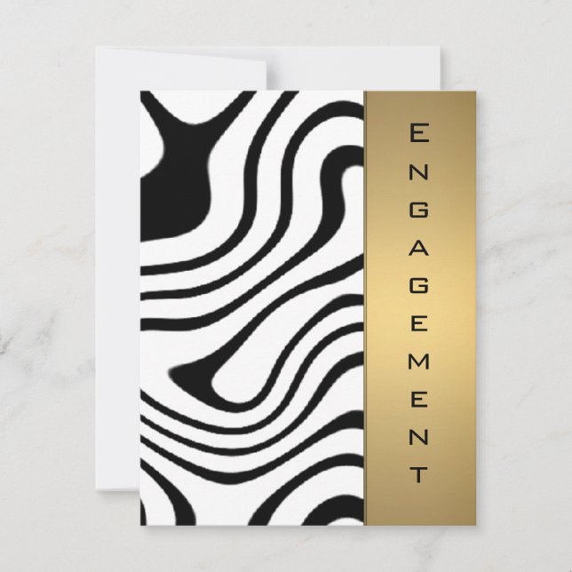 Metallic gold and silver abstract pattern invitation (Front)